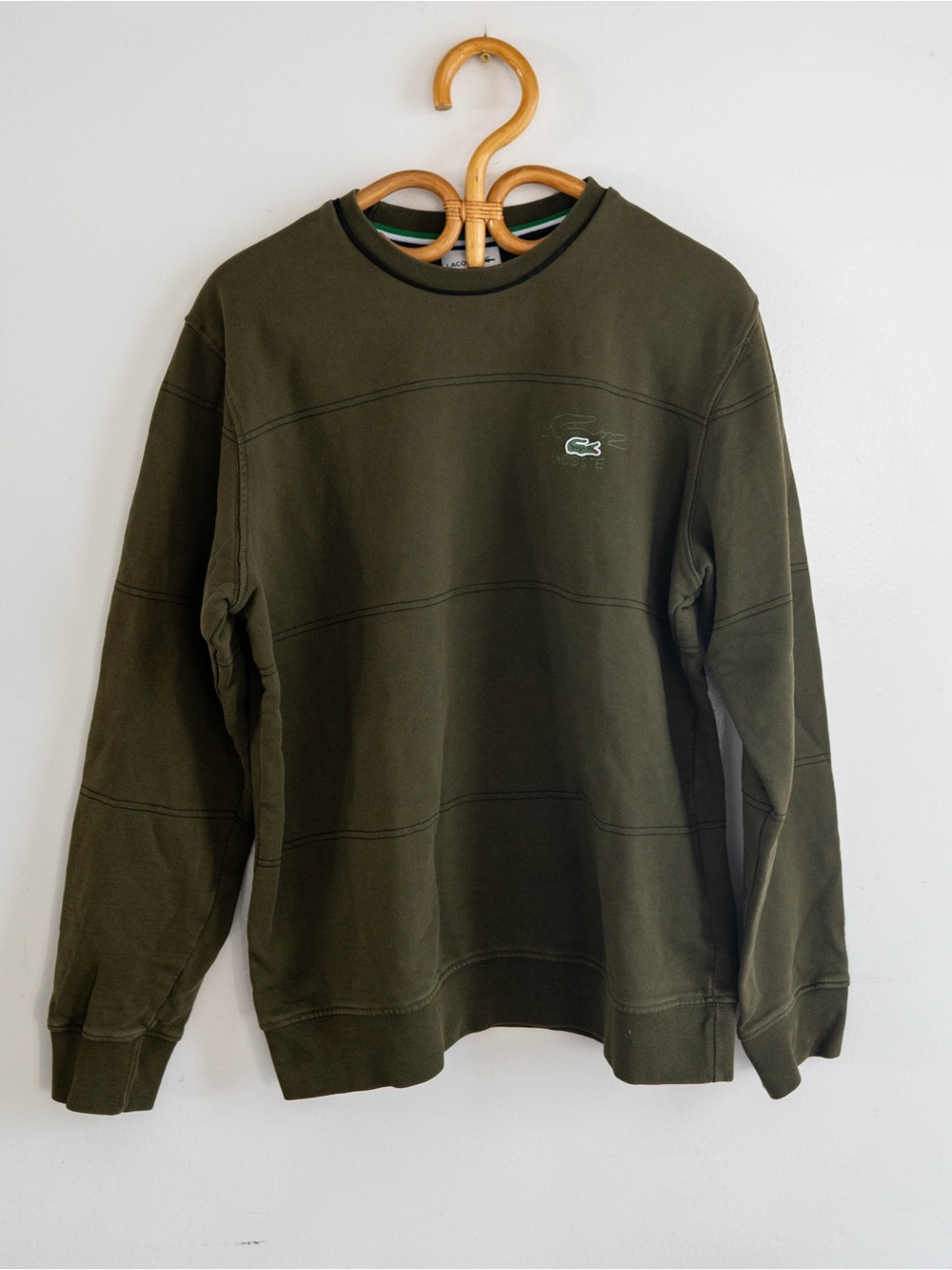 Lacoste Men's Dark Olive Green Crewneck Sweatshirt